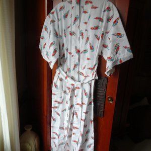 Custom Cotn Pique' Long Kimono w/birds S